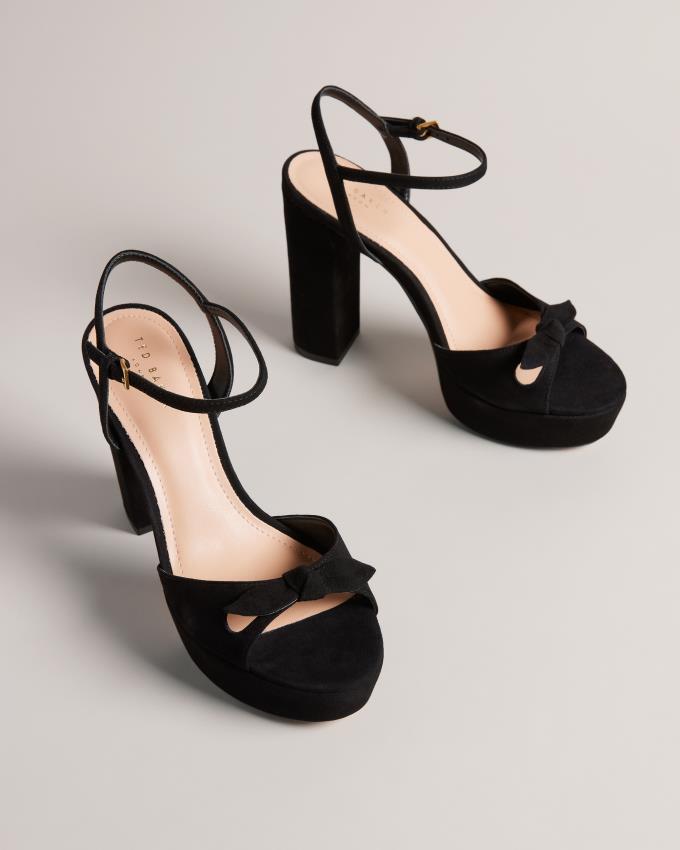 Sandały Damskie Ted Baker Heeled Platform Czarne Polska | PL-QVLYA7860