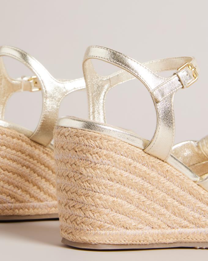 Sandały Damskie Ted Baker Knotted Wedge Espadrille Złote Polska | PL-ISZNF4936