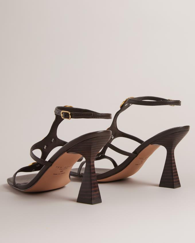 Sandały Damskie Ted Baker Textured Coin Heeled Brązowe Polska | PL-YWHVR6024