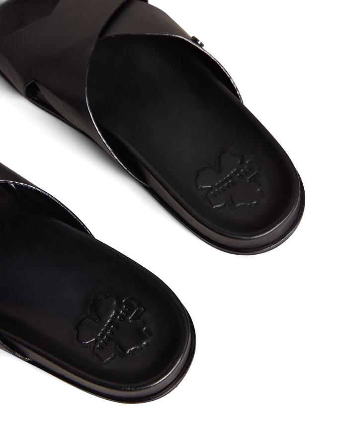 Sandały Męskie Ted Baker Leather Strap Czarne Polska | PL-BDMLZ2054