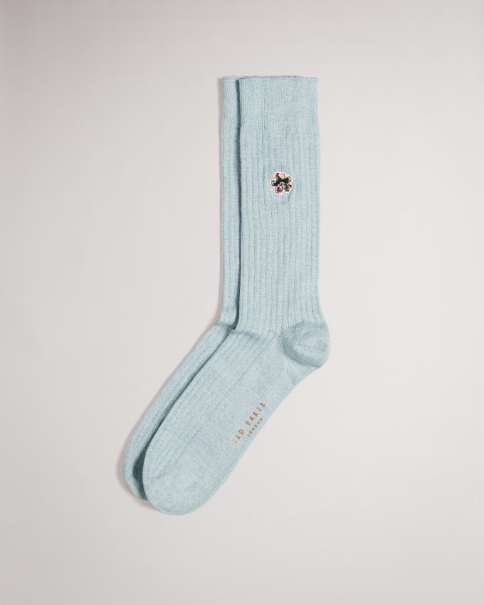 Skarpetki Męskie Ted Baker Flower Embroidery Głęboka Niebieskie Polska | PL-AZYSH0781