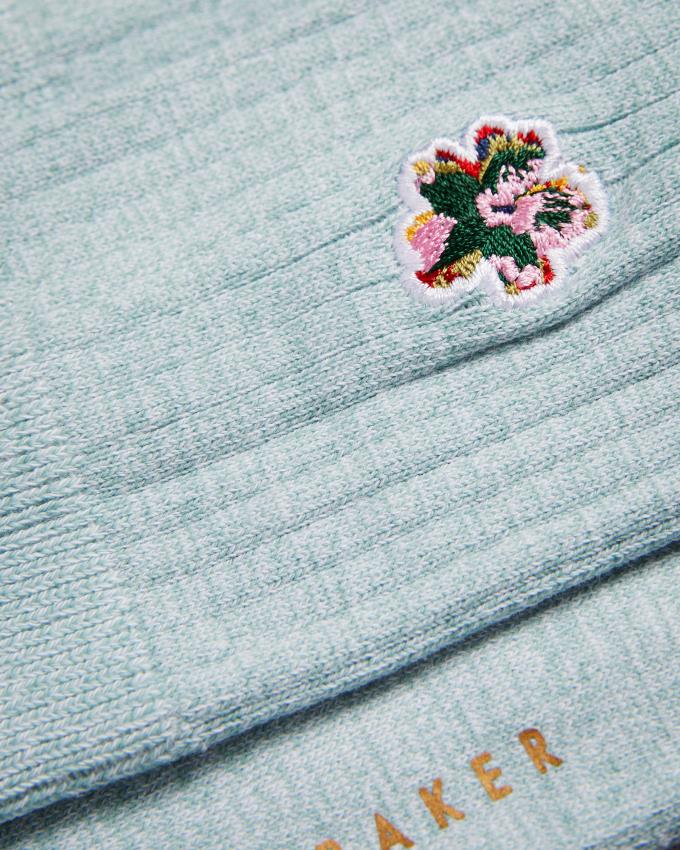 Skarpetki Męskie Ted Baker Flower Embroidery Głęboka Niebieskie Polska | PL-AZYSH0781