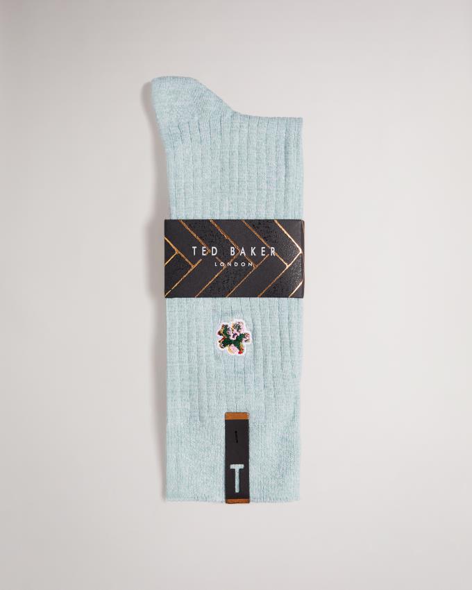 Skarpetki Męskie Ted Baker Flower Embroidery Głęboka Niebieskie Polska | PL-AZYSH0781