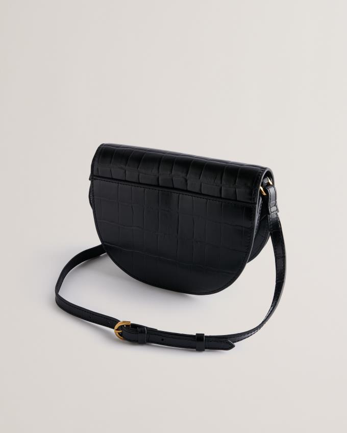 Skórzana Torebka Damskie Ted Baker Leather Padlock Saddle Czarne Polska | PL-EWYJK4386