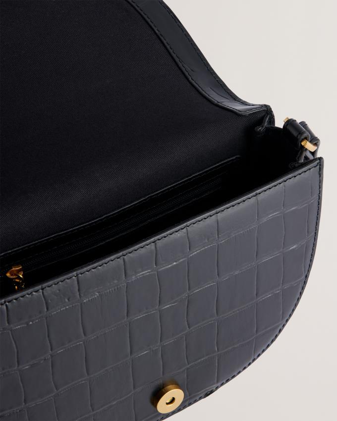 Skórzana Torebka Damskie Ted Baker Leather Padlock Saddle Czarne Polska | PL-EWYJK4386