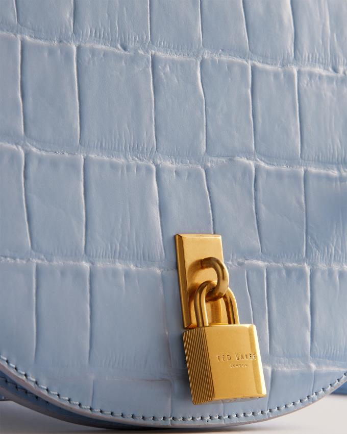 Skórzana Torebka Damskie Ted Baker Leather Padlock Saddle Niebieskie Polska | PL-UPOIQ0957