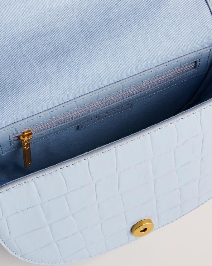 Skórzana Torebka Damskie Ted Baker Leather Padlock Saddle Niebieskie Polska | PL-UPOIQ0957