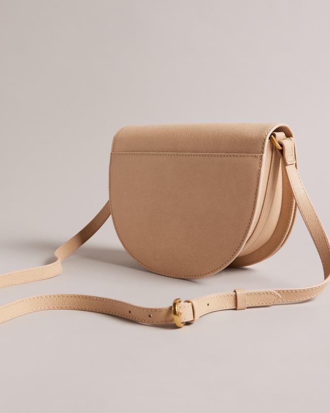 Skórzana Torebka Damskie Ted Baker Leather Padlock Saddle Szare Brązowe Polska | PL-LTNIE9140