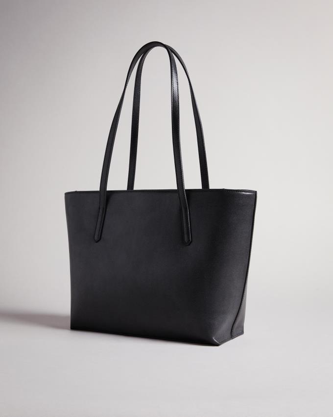 Skórzana Torebka Damskie Ted Baker Leather Shopper With Logo Hardware Czarne Polska | PL-LJIKS5674