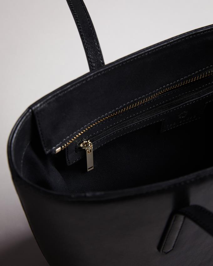 Skórzana Torebka Damskie Ted Baker Leather Shopper With Logo Hardware Czarne Polska | PL-LJIKS5674