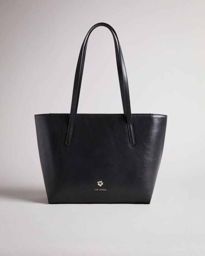 Skórzana Torebka Damskie Ted Baker Leather Shopper With Logo Hardware Czarne Polska | PL-LJIKS5674