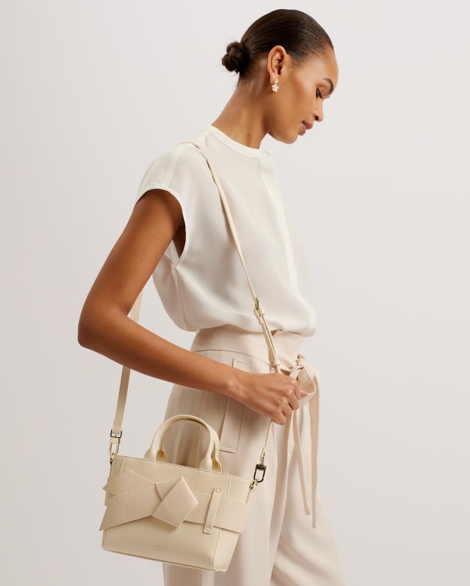 Skórzana Torebka Damskie Ted Baker Mini Knot Bow Faux Białe Polska | PL-WIDPB2567