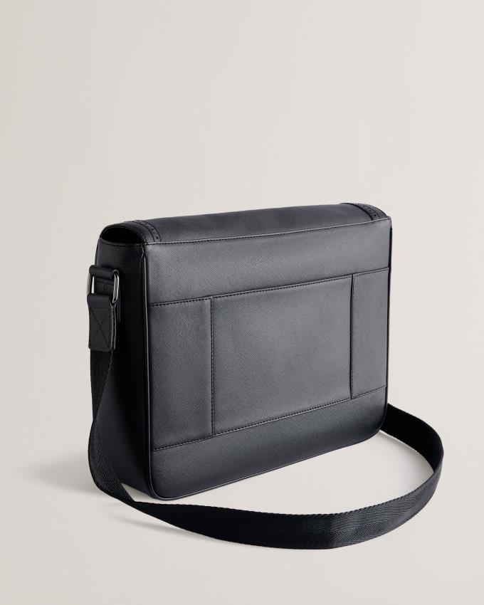 Skórzana Torebka Męskie Ted Baker Saffiano Messenger Czarne Polska | PL-VTMDY4612