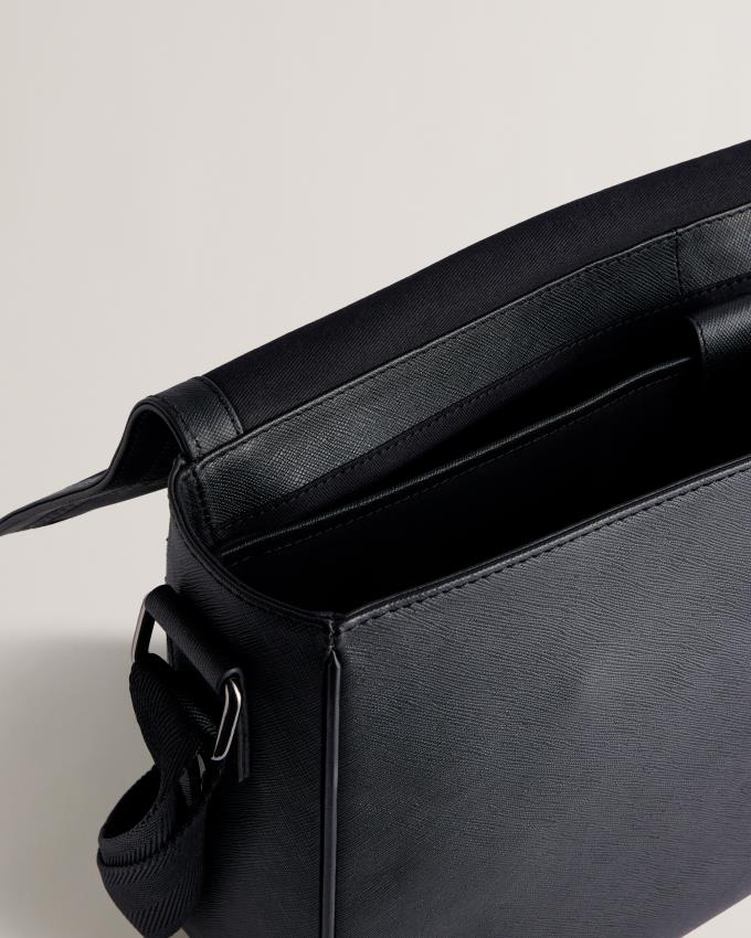 Skórzana Torebka Męskie Ted Baker Saffiano Messenger Czarne Polska | PL-VTMDY4612