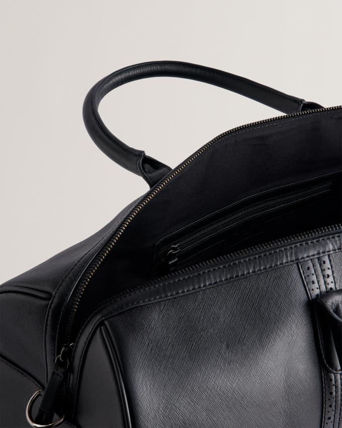 Skórzana Torebka Męskie Ted Baker Textured Saffiano Holdall Czarne Polska | PL-ZMBYJ3648