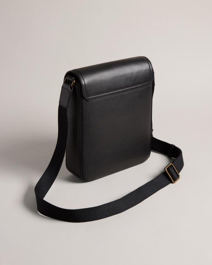 Skórzana Torebka Męskie Ted Baker Trunk Lock Flight Czarne Polska | PL-SNRHQ0764