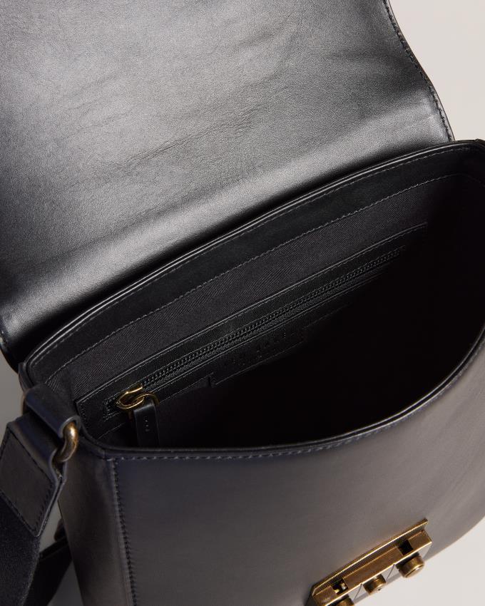 Skórzana Torebka Męskie Ted Baker Trunk Lock Flight Czarne Polska | PL-SNRHQ0764