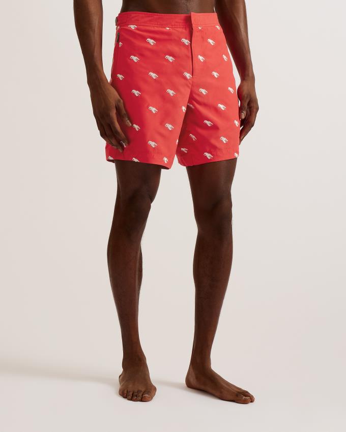 Spodenki Męskie Ted Baker Embroidered Lobster Swim Czerwone Polska | PL-FROUE4016