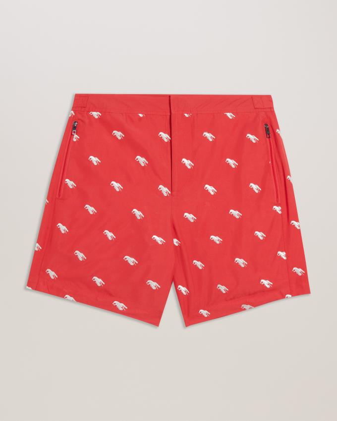 Spodenki Męskie Ted Baker Embroidered Lobster Swim Czerwone Polska | PL-FROUE4016