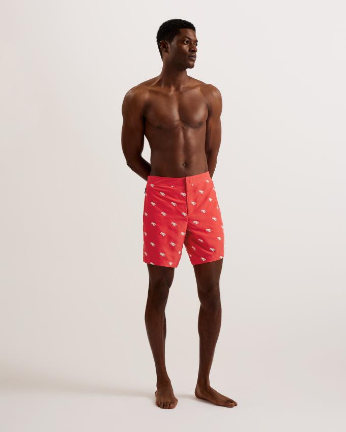 Spodenki Męskie Ted Baker Embroidered Lobster Swim Czerwone Polska | PL-FROUE4016