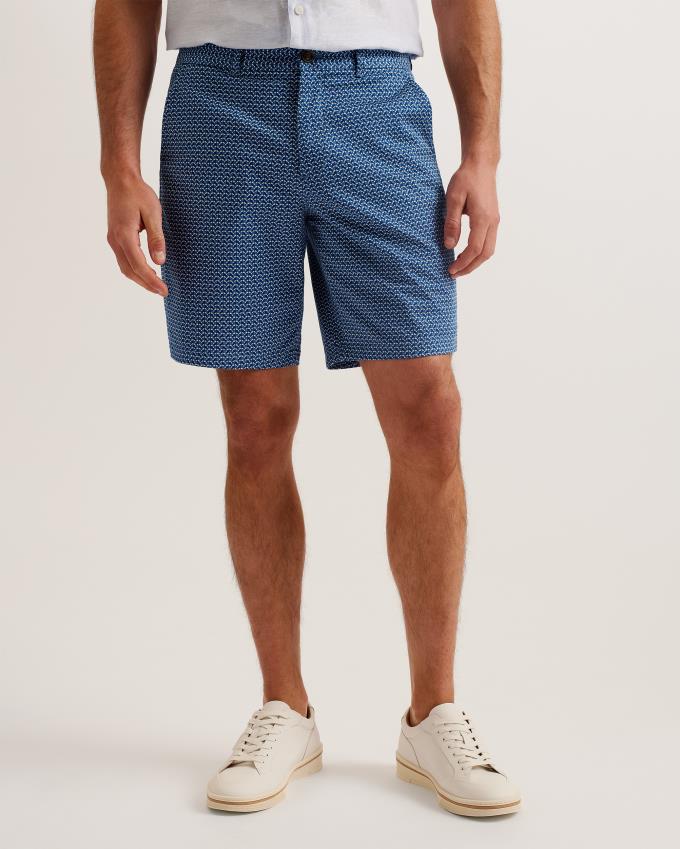 Spodenki Męskie Ted Baker Geometric Print Chino Niebieskie Polska | PL-BRCTJ9245