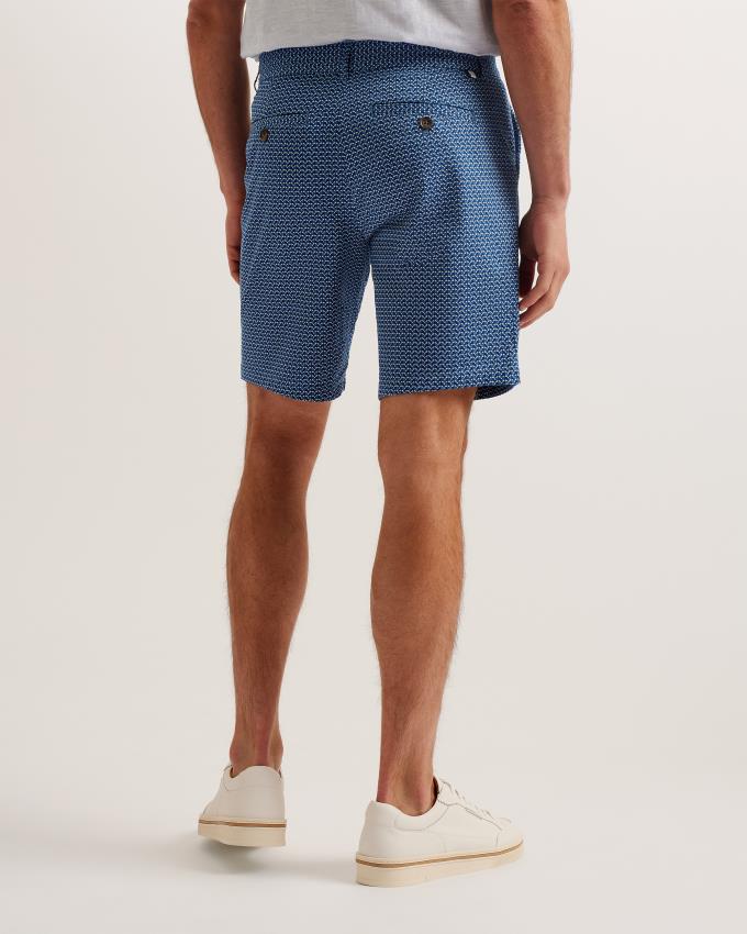Spodenki Męskie Ted Baker Geometric Print Chino Niebieskie Polska | PL-BRCTJ9245