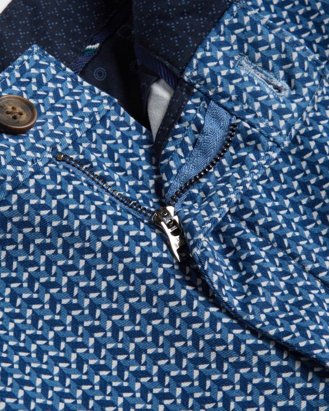 Spodenki Męskie Ted Baker Geometric Print Chino Niebieskie Polska | PL-BRCTJ9245