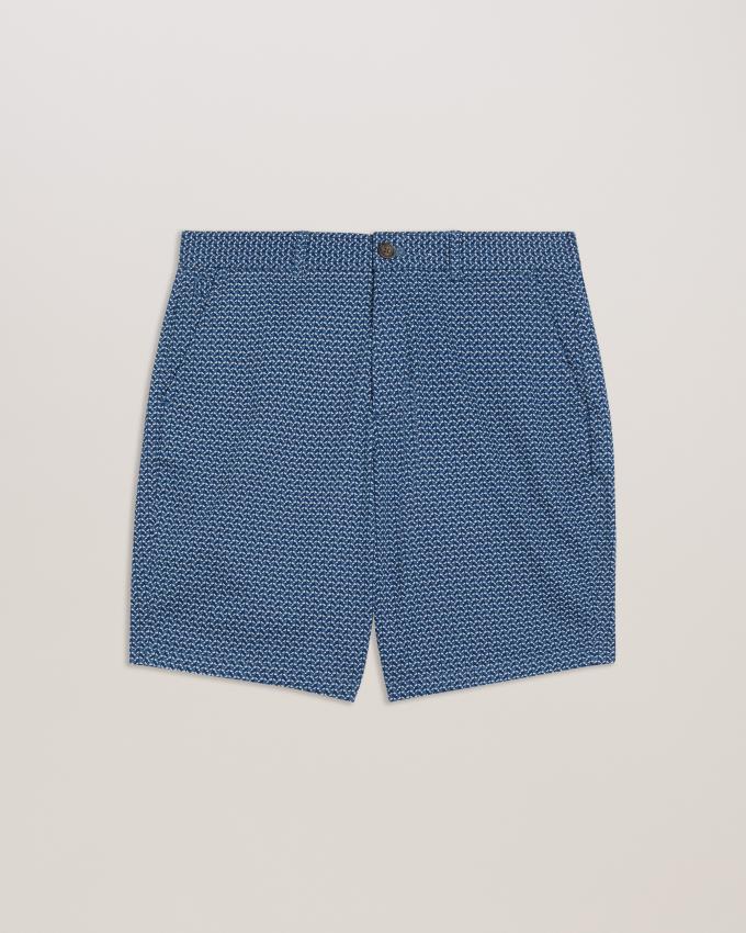 Spodenki Męskie Ted Baker Geometric Print Chino Niebieskie Polska | PL-BRCTJ9245