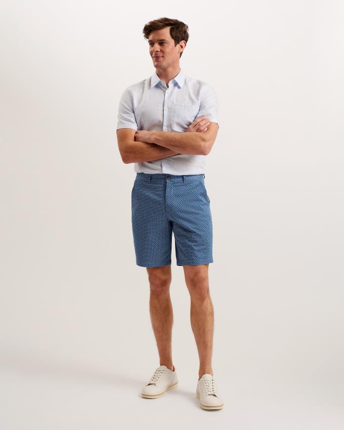 Spodenki Męskie Ted Baker Geometric Print Chino Niebieskie Polska | PL-BRCTJ9245