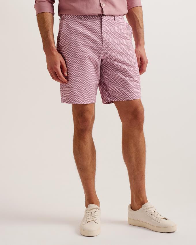 Spodenki Męskie Ted Baker Geometric Print Chino Różowe Polska | PL-GUPCD3602