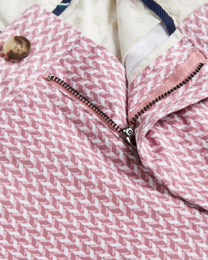 Spodenki Męskie Ted Baker Geometric Print Chino Różowe Polska | PL-GUPCD3602