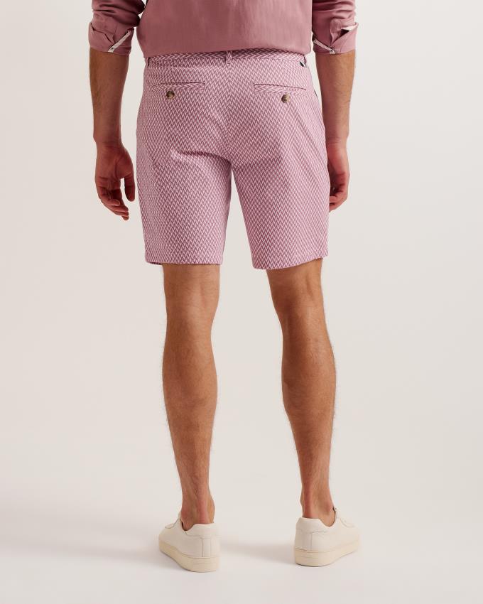 Spodenki Męskie Ted Baker Geometric Print Chino Różowe Polska | PL-GUPCD3602