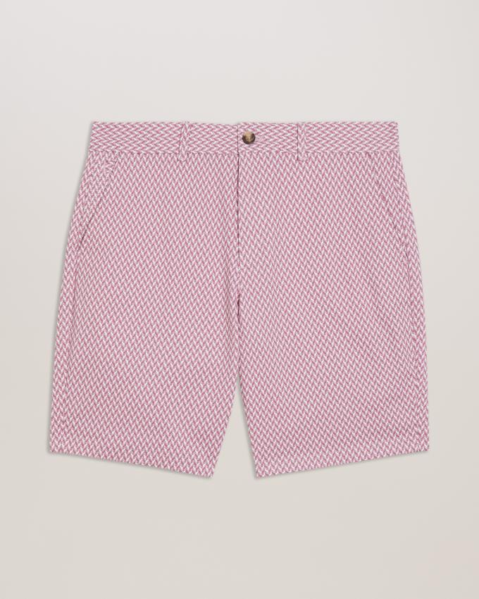 Spodenki Męskie Ted Baker Geometric Print Chino Różowe Polska | PL-GUPCD3602