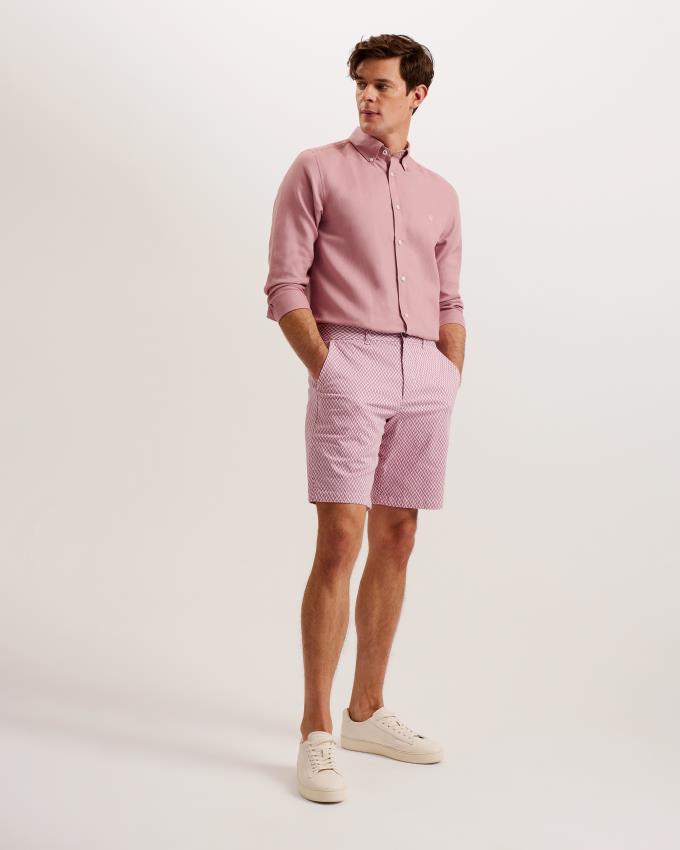 Spodenki Męskie Ted Baker Geometric Print Chino Różowe Polska | PL-GUPCD3602