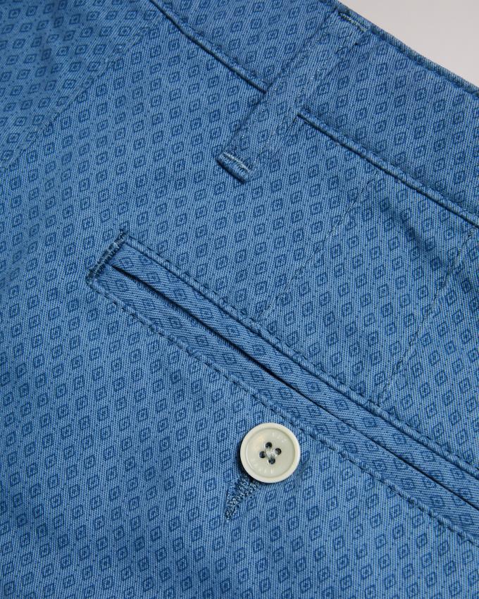 Spodenki Męskie Ted Baker Geometric Print Cotton Niebieskie Polska | PL-RXEVJ9783