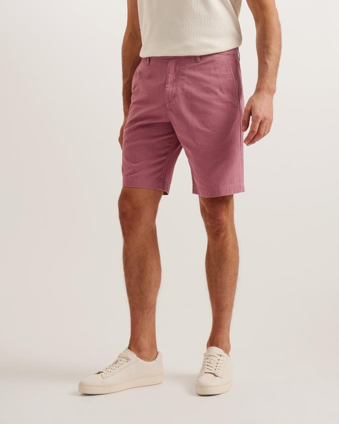 Spodenki Męskie Ted Baker Geometric Print Cotton Różowe Polska | PL-OJGUE0687