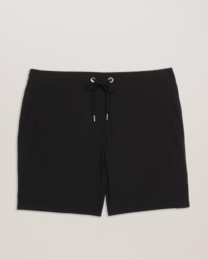 Spodenki Męskie Ted Baker Plain Textured Swim Czarne Polska | PL-CJGFU9408