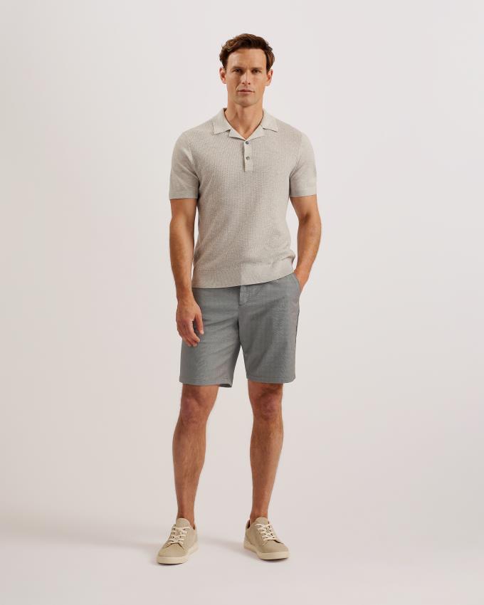Spodenki Męskie Ted Baker Regular Fit Textured Tailored Granatowe Polska | PL-UJGMS8459