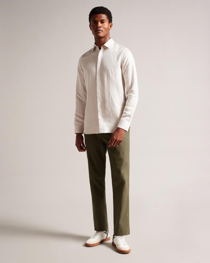 Spodnie Chinosy Męskie Ted Baker Casual Relaxed Oliwkowe Polska | PL-YHEZW0432