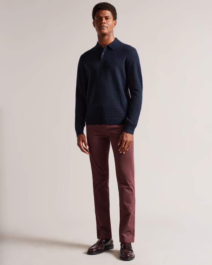 Spodnie Chinosy Męskie Ted Baker Slim Bordowe Polska | PL-JOVRS6307