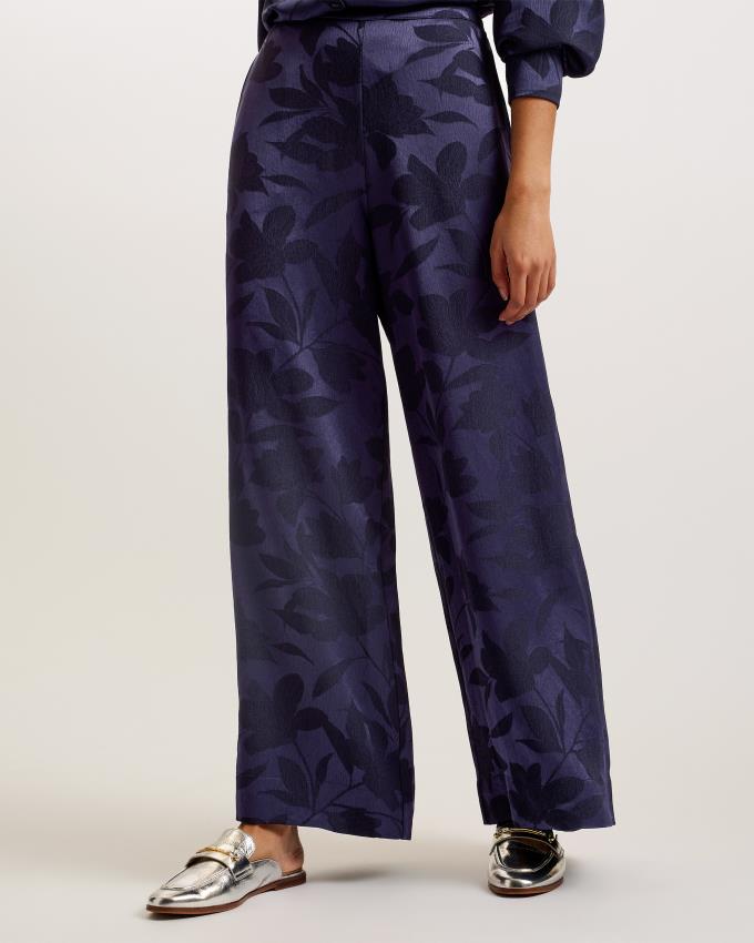 Spodnie Damskie Ted Baker Floral Print Wide Leg Granatowe Polska | PL-IGCWH7620