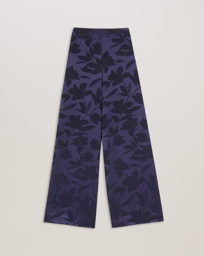 Spodnie Damskie Ted Baker Floral Print Wide Leg Granatowe Polska | PL-IGCWH7620