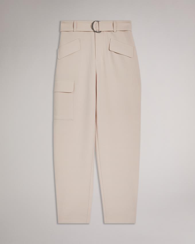 Spodnie Damskie Ted Baker High Waist Tapered Cargo With Belt Beżowe Polska | PL-SYHQC0967
