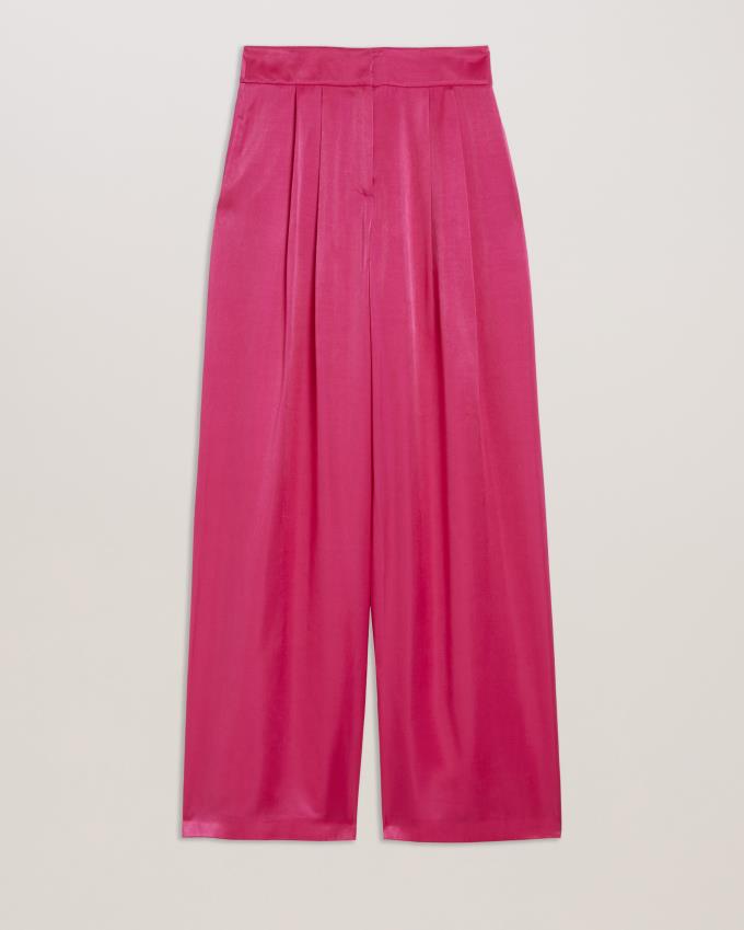 Spodnie Damskie Ted Baker Satin Wide Leg Tailored Głęboka Różowe Polska | PL-CMAJW5321