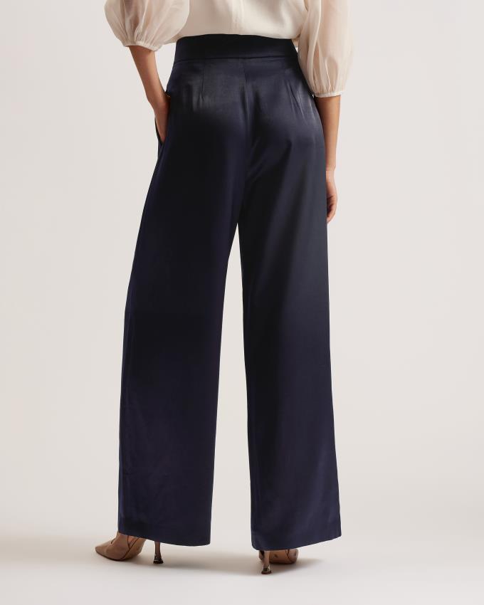 Spodnie Damskie Ted Baker Satin Wide Leg Tailored Granatowe Polska | PL-KYRCN3479