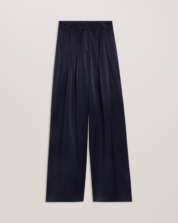 Spodnie Damskie Ted Baker Satin Wide Leg Tailored Granatowe Polska | PL-KYRCN3479