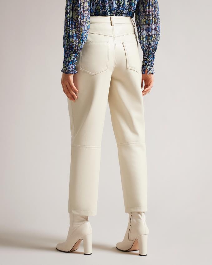 Spodnie Damskie Ted Baker Straight Leg Faux Leather Beżowe Polska | PL-KQPYO9012