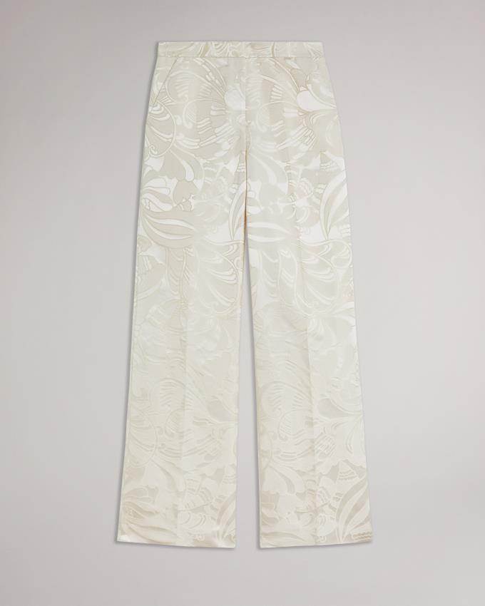Spodnie Damskie Ted Baker Wide Leg Jacquard Beżowe Polska | PL-XVYER1367
