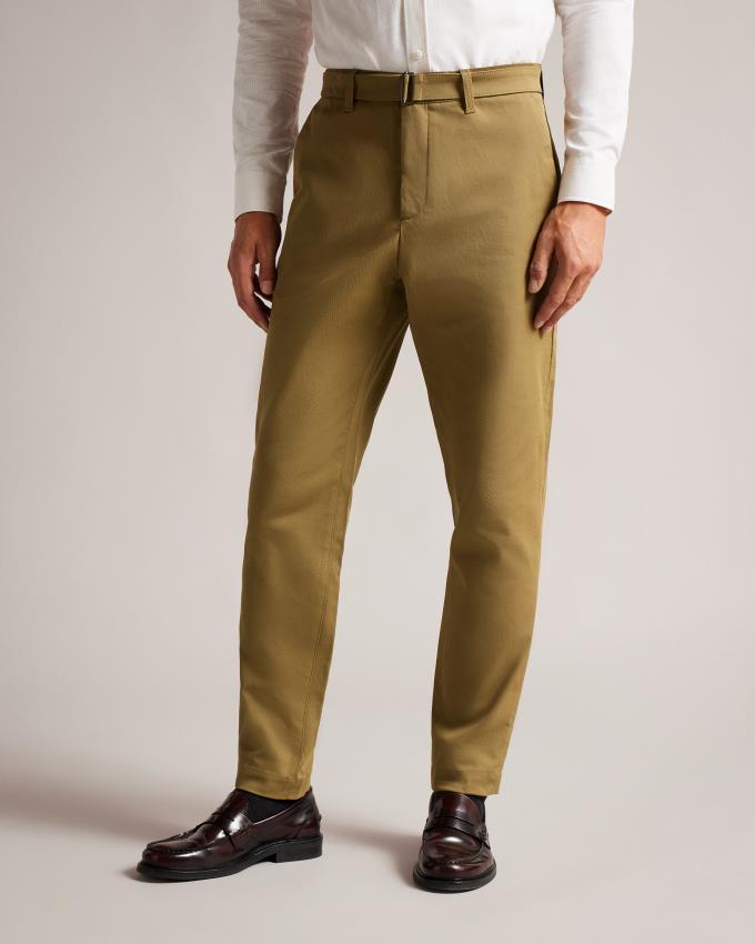 Spodnie Męskie Ted Baker Belted Straight Leg Brązowe Polska | PL-WZUCB5781