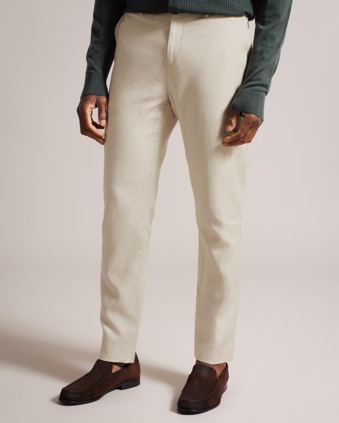 Spodnie Męskie Ted Baker Regular Fit Linen Blend Szare Polska | PL-ZPFWD6702